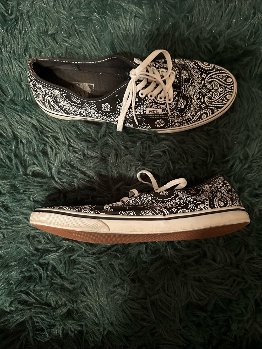 Vans Authentic Black White Bandana Paisley Print Sneakers Women